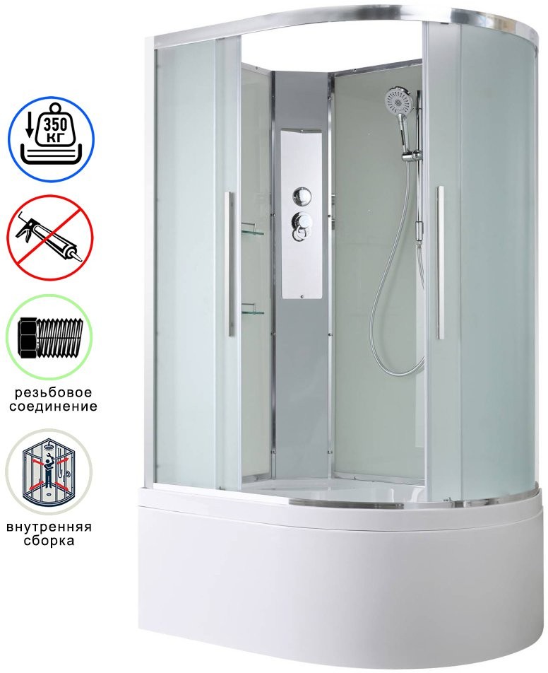 Душевая кабина Avacan EM5912LN AVA 120x90 левая, без крыши, стекла матовые, профиль хром Душевая кабина Avacan EM5912LN AVA 120x90 левая, без крыши, стекла матовые, профиль хром