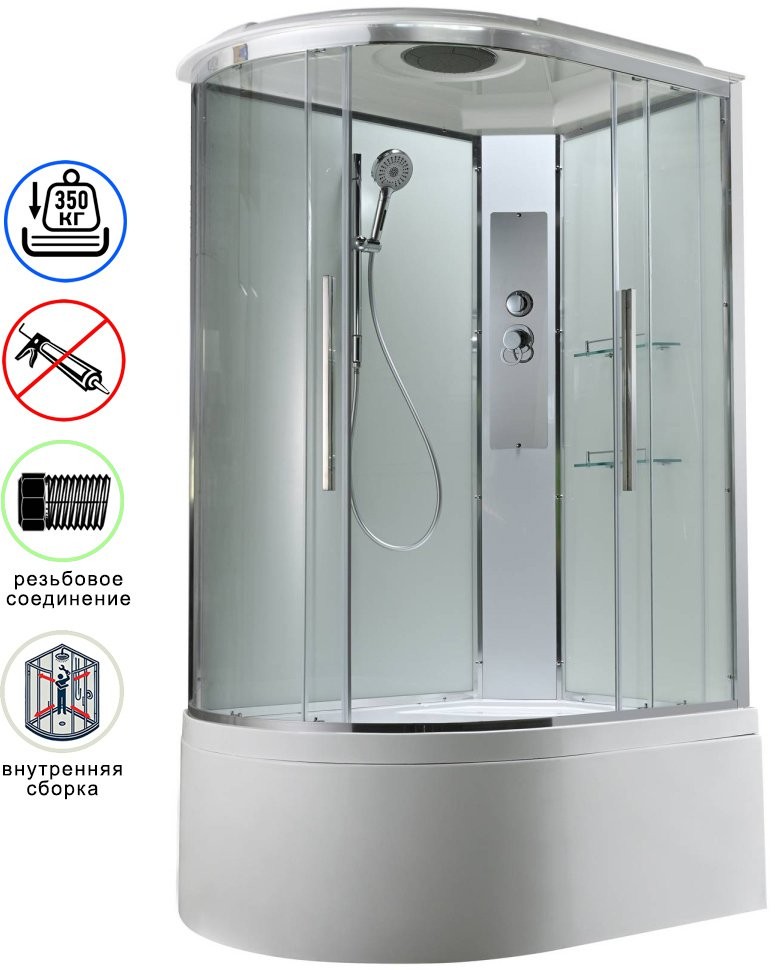 Душевая кабина Avacan EM5811RT AVA 110x80 правая, стандарт, стекла прозрачные, профиль хром Душевая кабина Avacan EM5811RT AVA 110x80 правая, стандарт, стекла прозрачные, профиль хром
