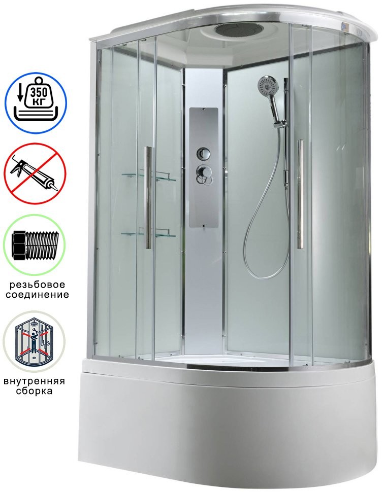 Душевая кабина Avacan EM5811LT AVA 110x80 левая, стандарт, стекла прозрачные, профиль хром Душевая кабина Avacan EM5811LT AVA 110x80 левая, стандарт, стекла прозрачные, профиль хром