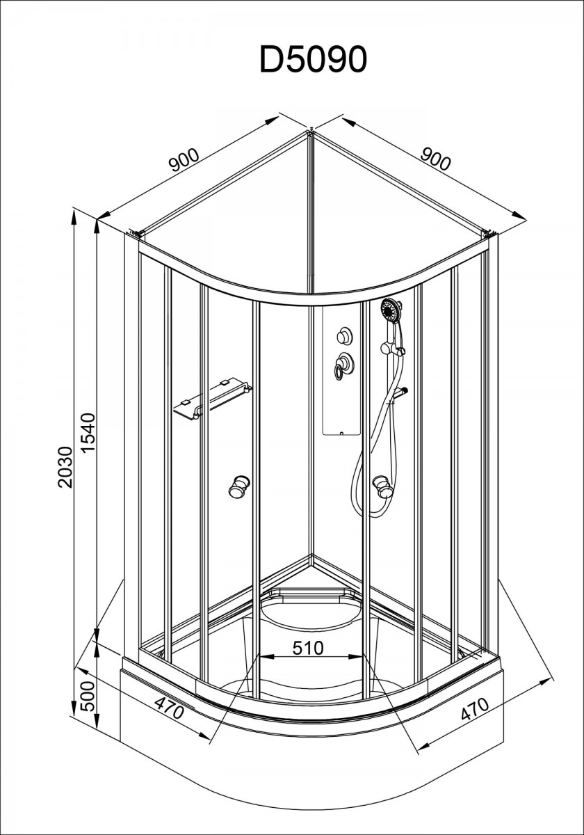 Душевая кабина Avacan EM5090NT AVA 90x90 без крыши, стекла прозрачные, профиль хром Душевая кабина Avacan EM5090NT AVA 90x90 без крыши, стекла прозрачные, профиль хром