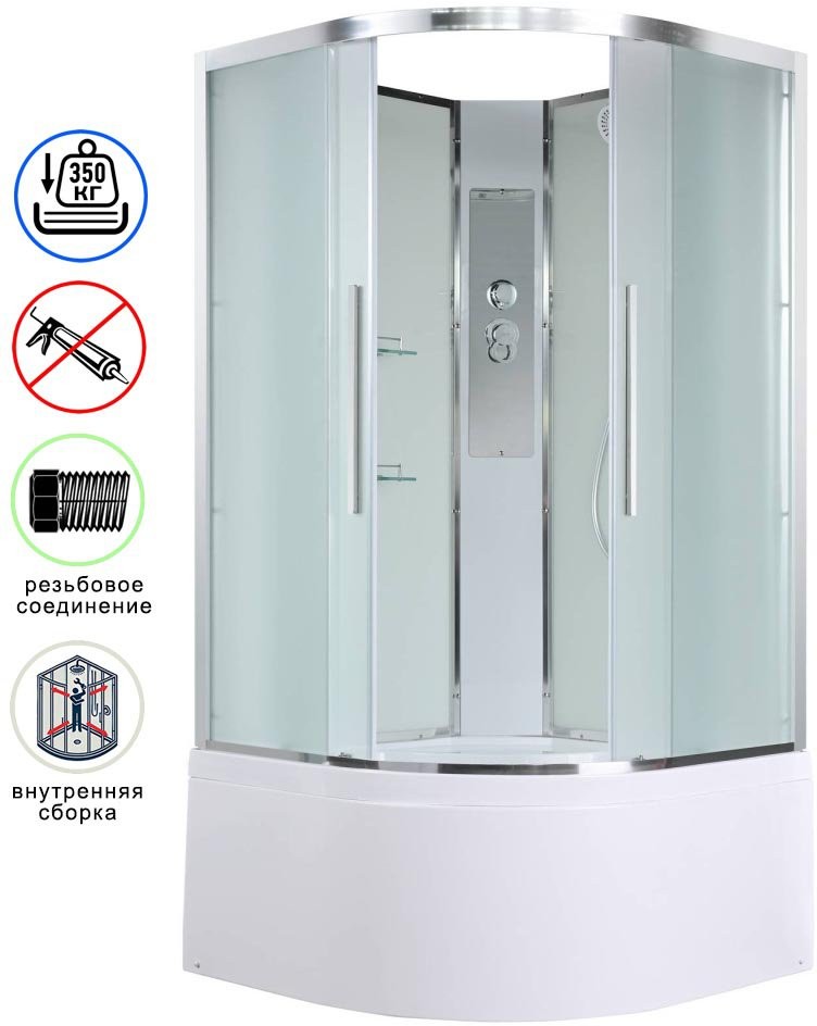 Душевая кабина Avacan EM5010N AVA 100x100 без крыши, стекла матовые, профиль хром Душевая кабина Avacan EM5010N AVA 100x100 без крыши, стекла матовые, профиль хром