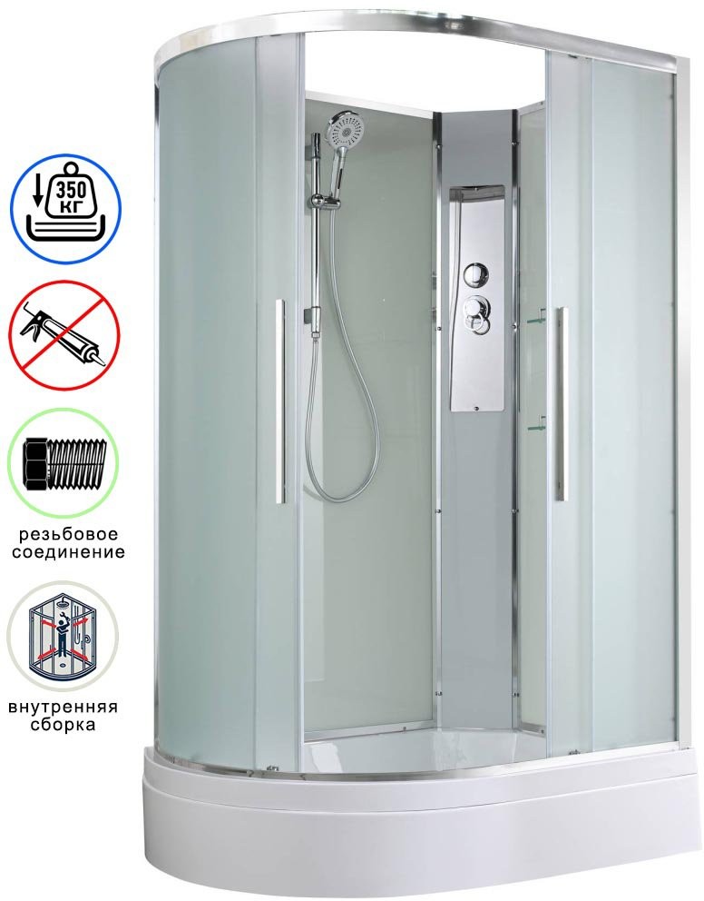 Душевая кабина Avacan EM3812RN AVA 120x80 правая, без крыши, стекла матовые, профиль хром Душевая кабина Avacan EM3812RN AVA 120x80 правая, без крыши, стекла матовые, профиль хром