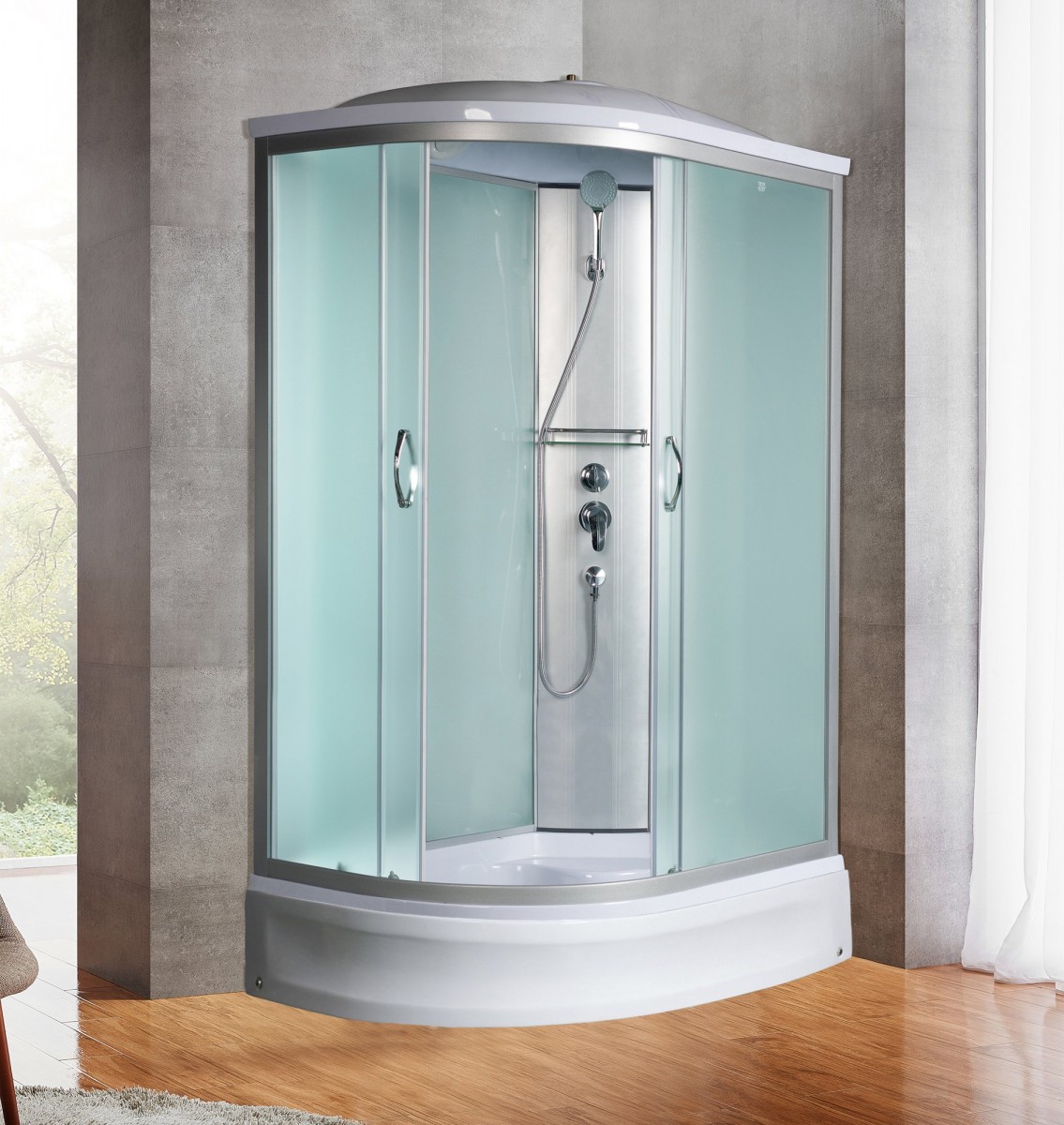 Душевая кабина River NARA 90/80/24 МТ R 90x80 правая, стекла матовые, профиль матовый хром Душевая кабина River NARA 90/80/24 МТ R 90x80 правая, стекла матовые, профиль матовый хром