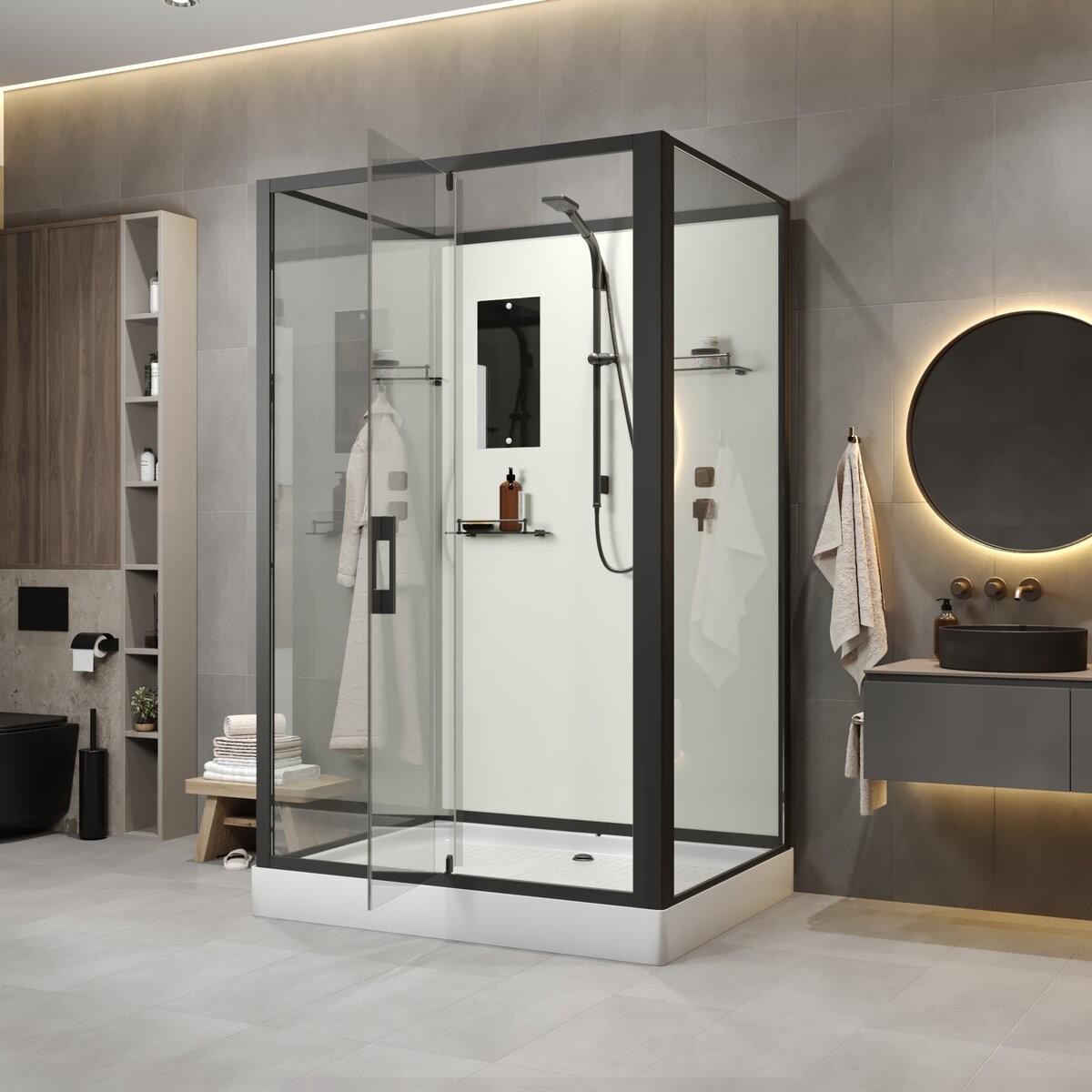 Душевая кабина Niagara Standart ST100/80/15Q/BL/BK 100x80 б/к, стекла прозрачные, профиль черный Душевая кабина Niagara Standart ST100/80/15Q/BL/BK 100x80 б/к, стекла прозрачные, профиль черный