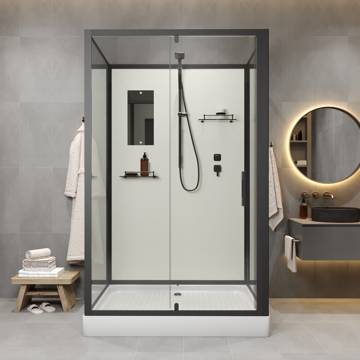 Душевая кабина Niagara Standart ST100/80/15Q/BL/BK 100x80 б/к, стекла прозрачные, профиль черный Душевая кабина Niagara Standart ST100/80/15Q/BL/BK 100x80 б/к, стекла прозрачные, профиль черный