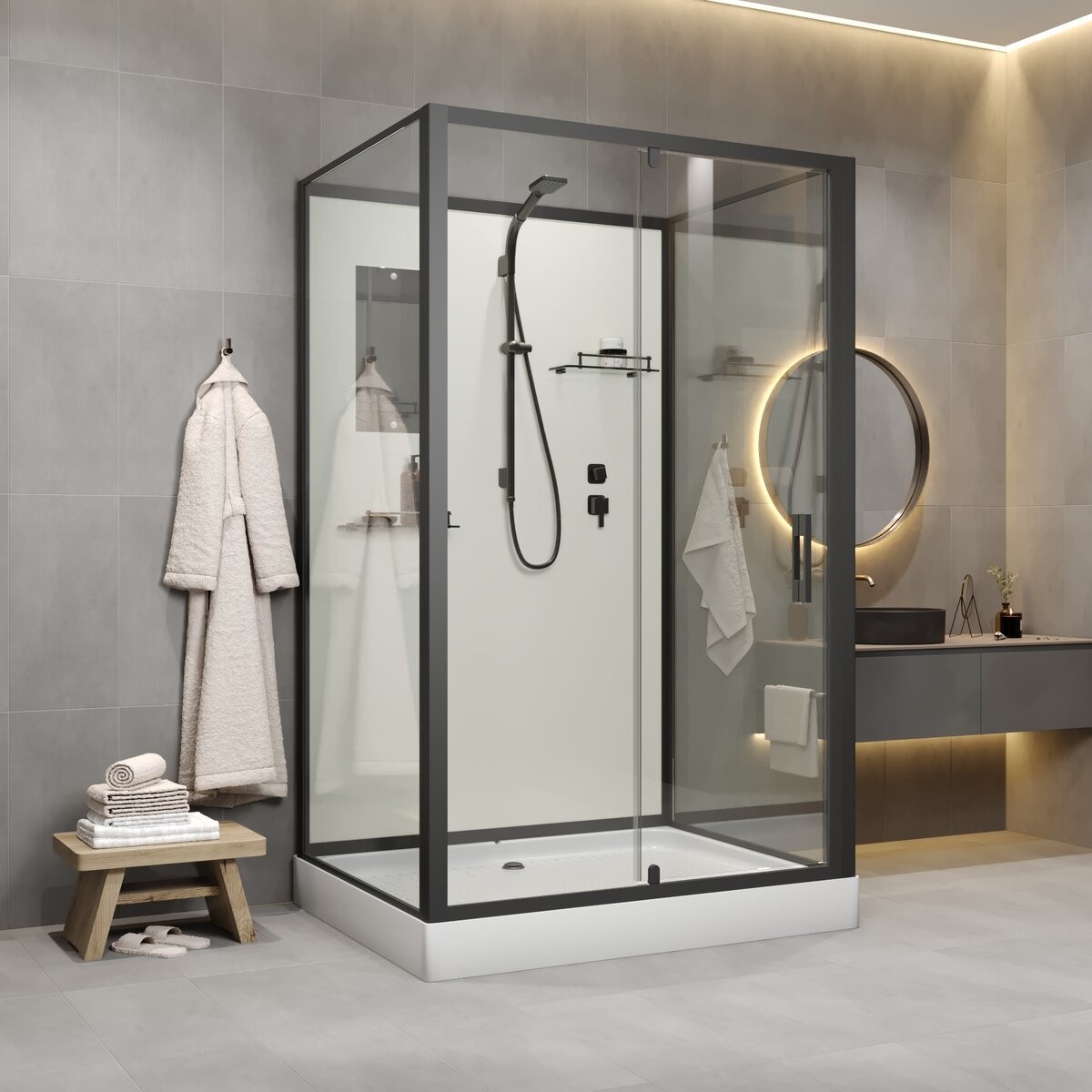 Душевая кабина Niagara Standart ST100/80/15Q/BL/BK 100x80 б/к, стекла прозрачные, профиль черный Душевая кабина Niagara Standart ST100/80/15Q/BL/BK 100x80 б/к, стекла прозрачные, профиль черный