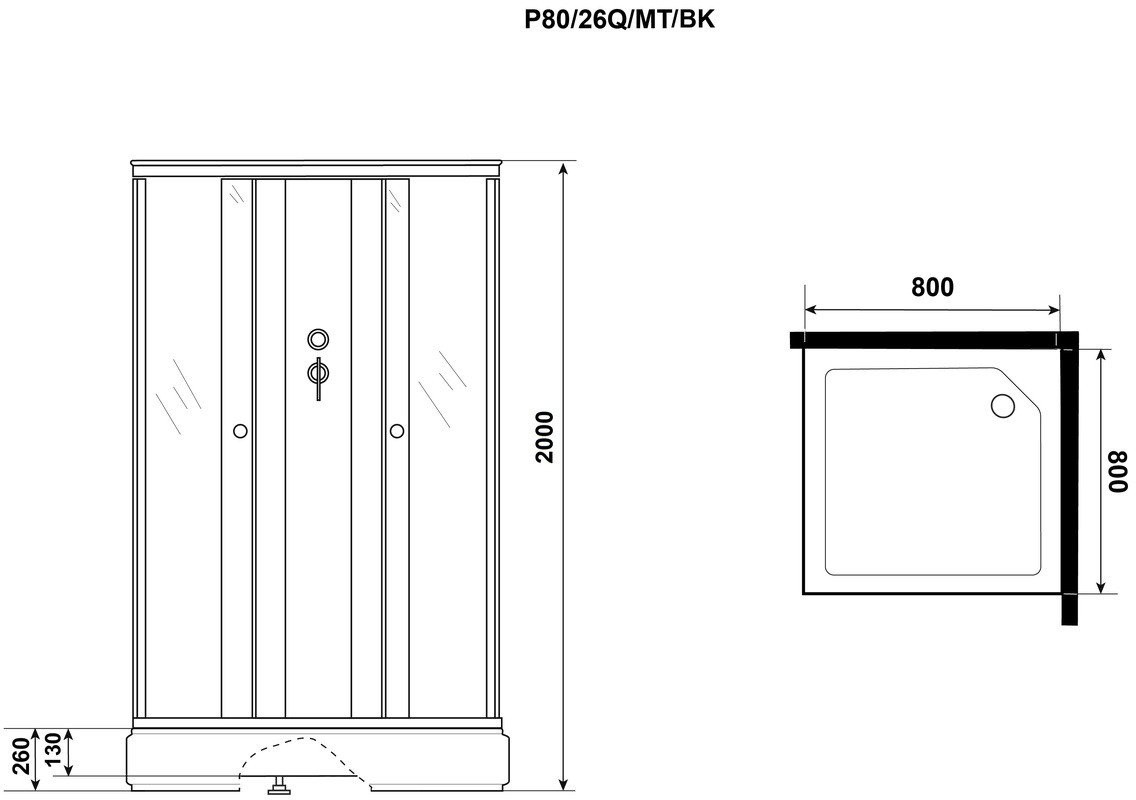 Душевая кабина Niagara Promo P80/26Q/MT/BK 80x80 без крыши, стекла матовые, профиль белый Душевая кабина Niagara Promo P80/26Q/MT/BK 80x80 без крыши, стекла матовые, профиль белый