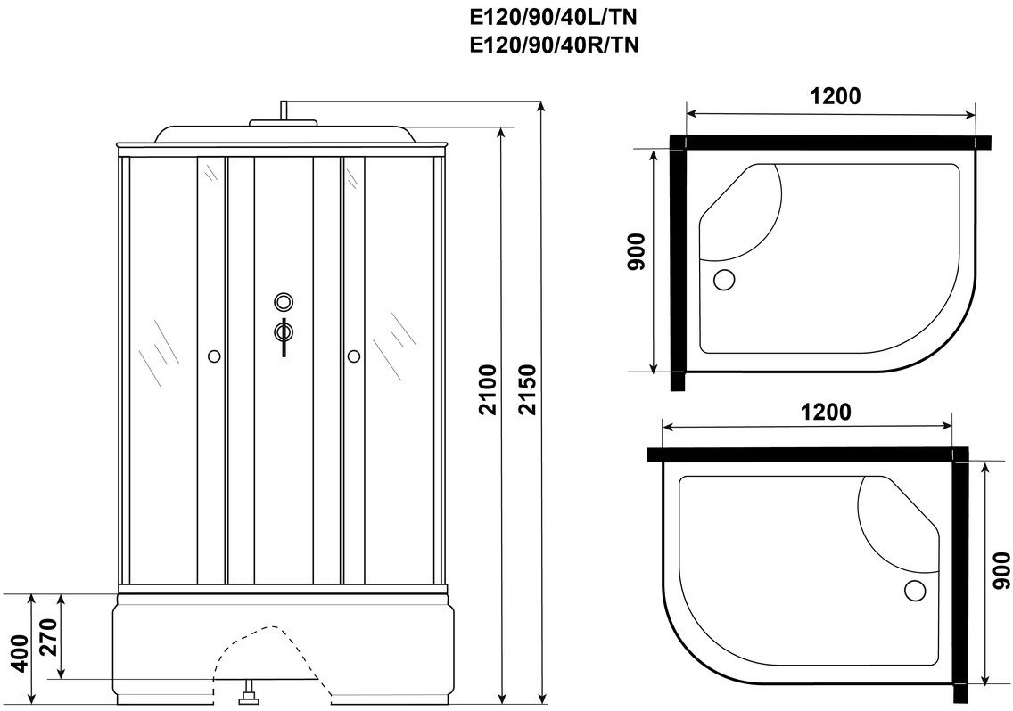 Душевая кабина Niagara Eco 120x90 правая, с крышей, стекло тонированное / профиль хром Душевая кабина Niagara Eco 120x90 правая, с крышей, стекло тонированное / профиль хром
