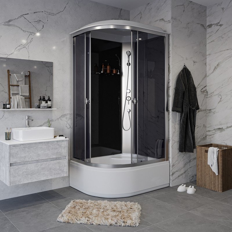 Душевая кабина Niagara Eco 120x90 правая, с крышей, стекло тонированное / профиль хром Душевая кабина Niagara Eco 120x90 правая, с крышей, стекло тонированное / профиль хром