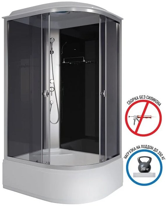 Душевая кабина Niagara Eco 120x80 правая, с крышей, стекло тонированное / профиль хром Душевая кабина Niagara Eco 120x80 правая, с крышей, стекло тонированное / профиль хром