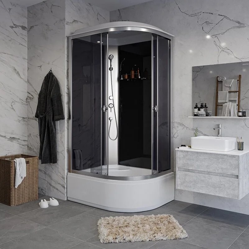 Душевая кабина Niagara Eco 120x80 правая, с крышей, стекло тонированное / профиль хром Душевая кабина Niagara Eco 120x80 правая, с крышей, стекло тонированное / профиль хром
