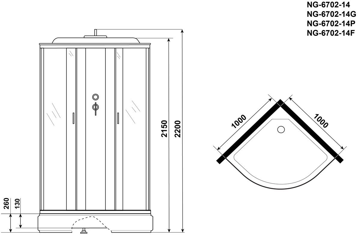 Душевая кабина Niagara NG-6702-14 100х100 Душевая кабина Niagara NG-6702-14 100х100