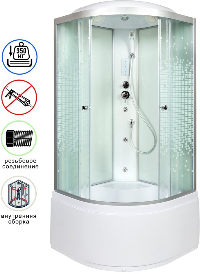 Душевая кабина Avacan L910GM+EL AVA 100x100 с гидромассажем и электрикой (стекла матовые с рисунком) Душевая кабина Avacan L910GM+EL AVA 100x100 с гидромассажем и электрикой (стекла матовые с рисунком)