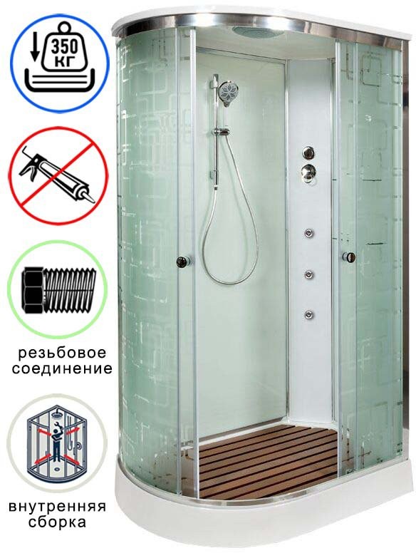 Душевая кабина Avacan EM2012RGM AVA 120x90 с гидромассажем, правая, стекла с узором, профиль хром Душевая кабина Avacan EM2012RGM AVA 120x90 с гидромассажем, правая, стекла с узором, профиль хром