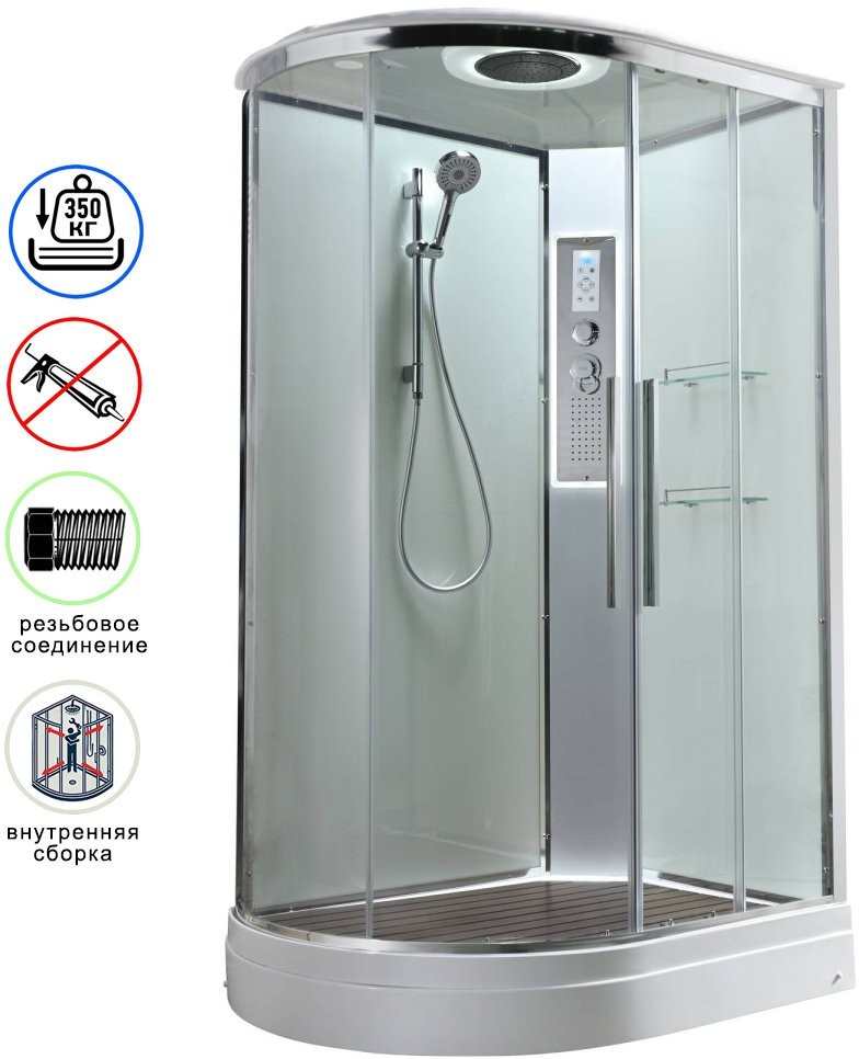 Душевая кабина Avacan EM2912RLEDT AVA 120x90 правая, LED, стекла прозрачные, профиль хром Душевая кабина Avacan EM2912RLEDT AVA 120x90 правая, LED, стекла прозрачные, профиль хром