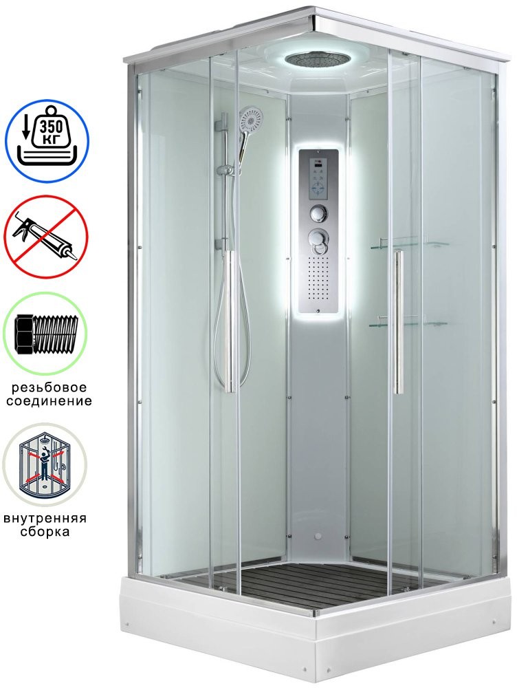 Душевая кабина Avacan K2090LED AVA 90x90 LED, стекла прозрачные, профиль хром Душевая кабина Avacan K2090LED AVA 90x90 LED, стекла прозрачные, профиль хром