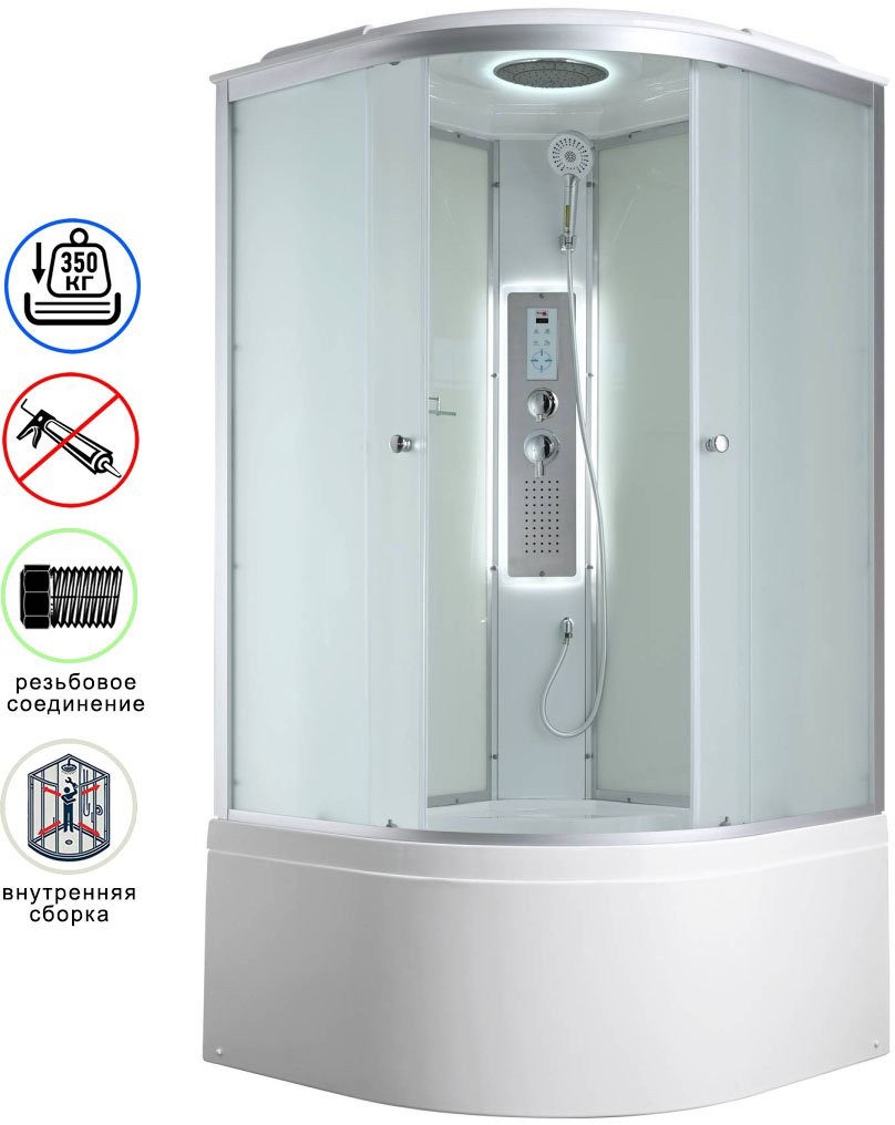 Душевая кабина Avacan C5080LED AVA 80x80 LED, стекла матовые, профиль хром Душевая кабина Avacan C5080LED AVA 80x80 LED, стекла матовые, профиль хром
