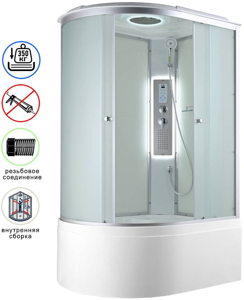 Душевая кабина Avacan C5012RLED AVA 120x80 LED, правая, стекла матовые, профиль хром Душевая кабина Avacan C5012RLED AVA 120x80 LED, правая, стекла матовые, профиль хром