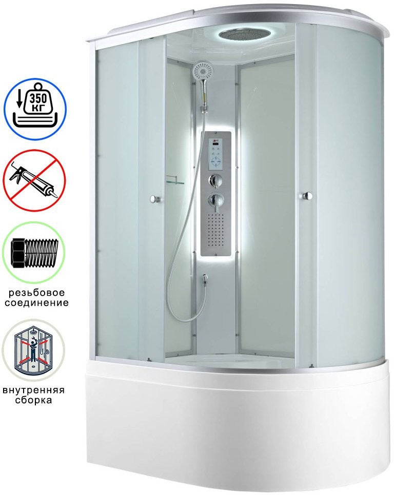 Душевая кабина Avacan C5012LLED AVA 120x80 LED, левая, стекла матовые, профиль хром Душевая кабина Avacan C5012LLED AVA 120x80 LED, левая, стекла матовые, профиль хром