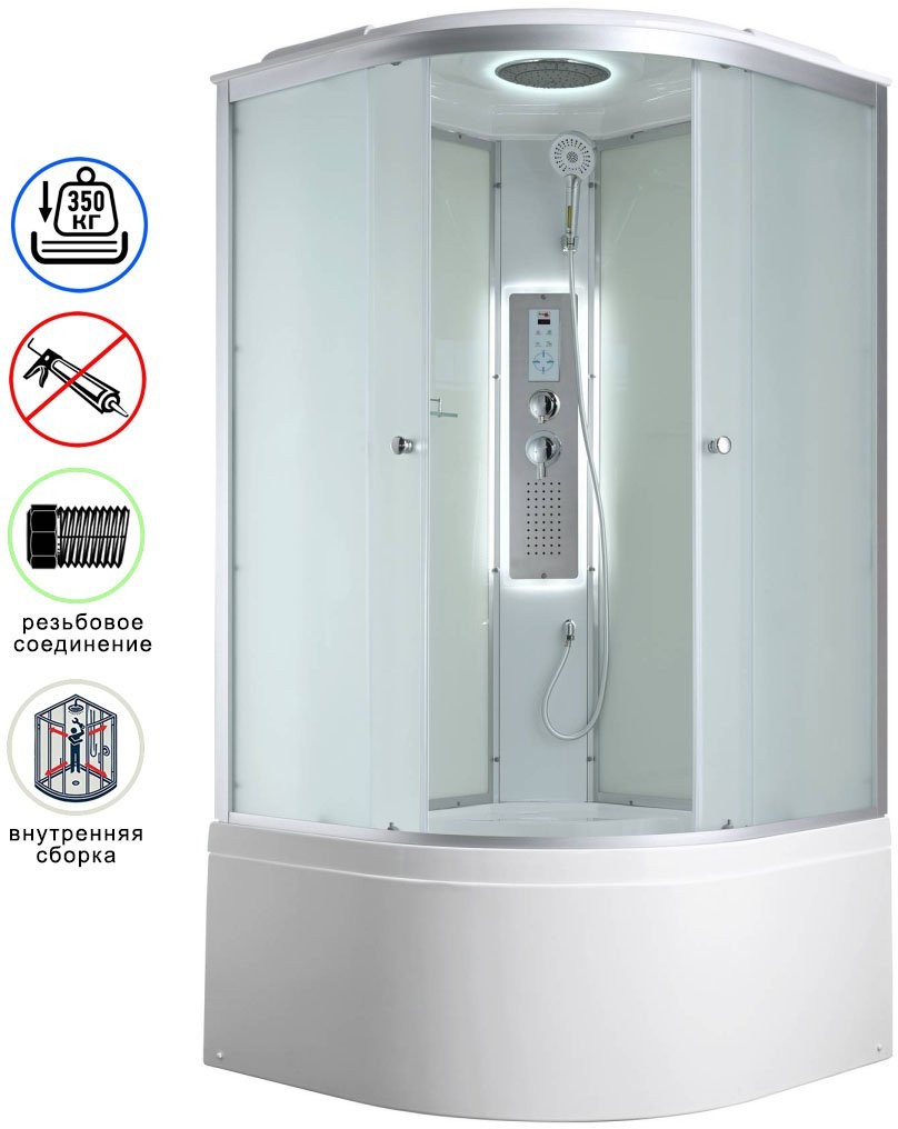 Душевая кабина Avacan C5010LED AVA 100x100 LED, стекла матовые, профиль хром Душевая кабина Avacan C5010LED AVA 100x100 LED, стекла матовые, профиль хром