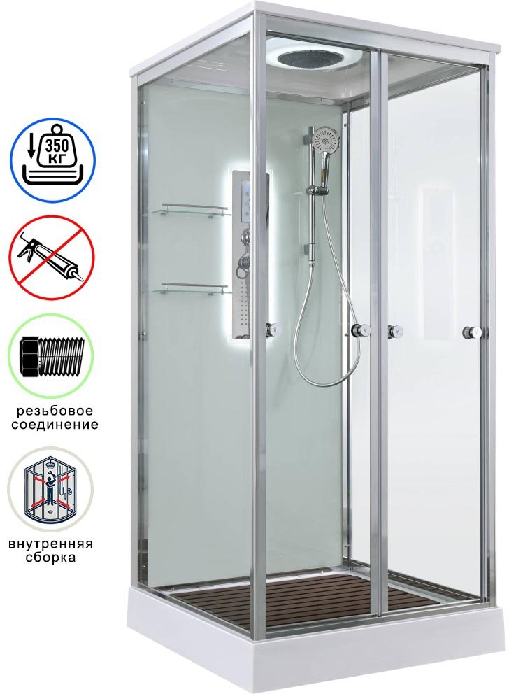 Душевая кабина Avacan V2090LED AVA 90x90 LED, стекла прозрачные, профиль хром Душевая кабина Avacan V2090LED AVA 90x90 LED, стекла прозрачные, профиль хром