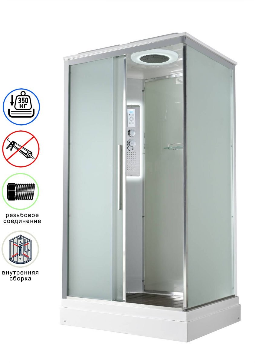 Душевая кабина Avacan KD2912LED AVA 120x90 LED, стекла матовые, профиль хром Душевая кабина Avacan KD2912LED AVA 120x90 LED, стекла матовые, профиль хром