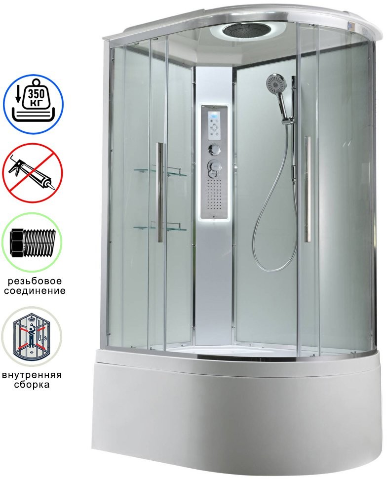 Душевая кабина Avacan EM5912LLEDT AVA 120x90 левая, LED, стекла прозрачные, профиль хром Душевая кабина Avacan EM5912LLEDT AVA 120x90 левая, LED, стекла прозрачные, профиль хром
