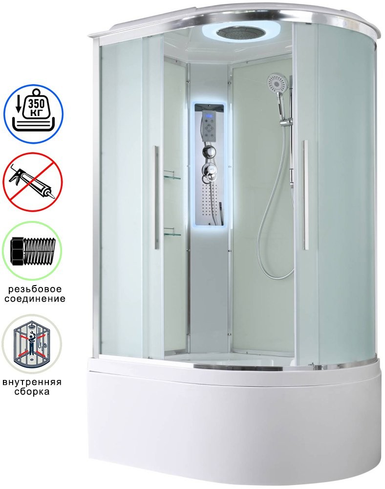 Душевая кабина Avacan EM5912LLED AVA 120x90 левая, LED, стекла матовые, профиль хром Душевая кабина Avacan EM5912LLED AVA 120x90 левая, LED, стекла матовые, профиль хром