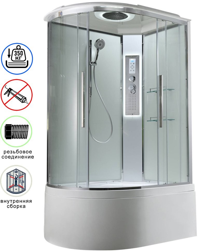 Душевая кабина Avacan EM5812RLEDT AVA 120x80 правая, LED, стекла прозрачные, профиль хром Душевая кабина Avacan EM5812RLEDT AVA 120x80 правая, LED, стекла прозрачные, профиль хром