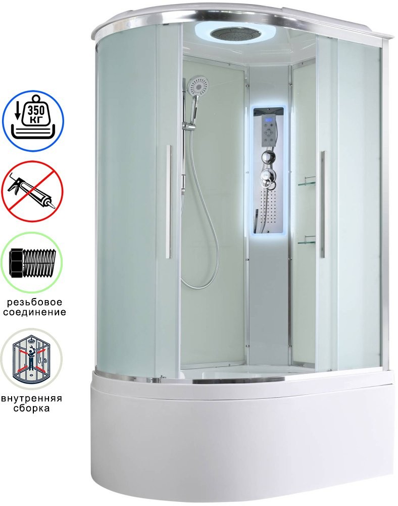 Душевая кабина Avacan EM5812RLED AVA 120x80 правая, LED, стекла матовые, профиль хром Душевая кабина Avacan EM5812RLED AVA 120x80 правая, LED, стекла матовые, профиль хром