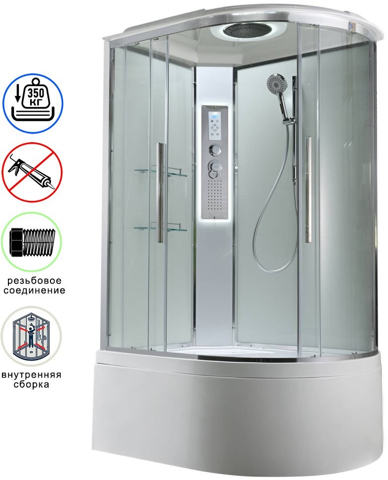 Душевая кабина Avacan EM5812LLEDT AVA 120x80 левая, LED, стекла прозрачные, профиль хром Душевая кабина Avacan EM5812LLEDT AVA 120x80 левая, LED, стекла прозрачные, профиль хром