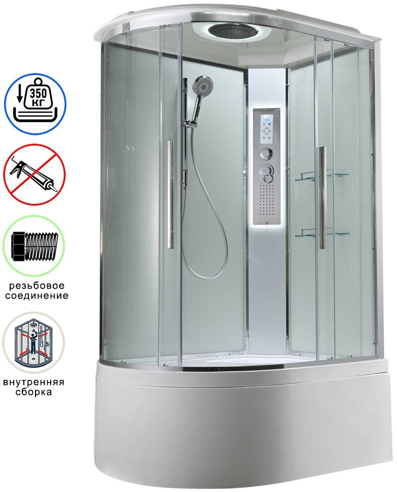 Душевая кабина Avacan EM5811RLEDT AVA 110x80 правая, LED, стекла прозрачные, профиль хром Душевая кабина Avacan EM5811RLEDT AVA 110x80 правая, LED, стекла прозрачные, профиль хром