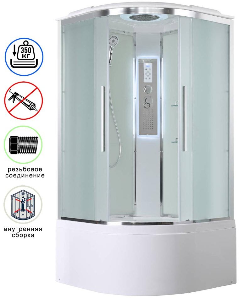 Душевая кабина Avacan EM5010LED AVA 100x100 LED, стекла матовые, профиль хром Душевая кабина Avacan EM5010LED AVA 100x100 LED, стекла матовые, профиль хром