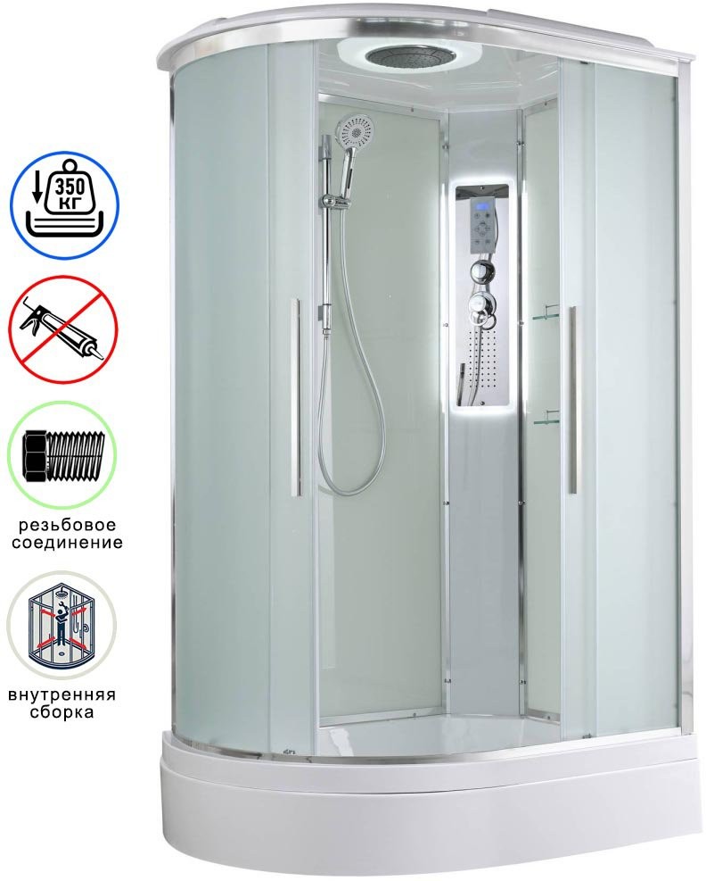 Душевая кабина Avacan EM3912RLED AVA 120x90 правая, LED, стекла матовые, профиль хром Душевая кабина Avacan EM3912RLED AVA 120x90 правая, LED, стекла матовые, профиль хром
