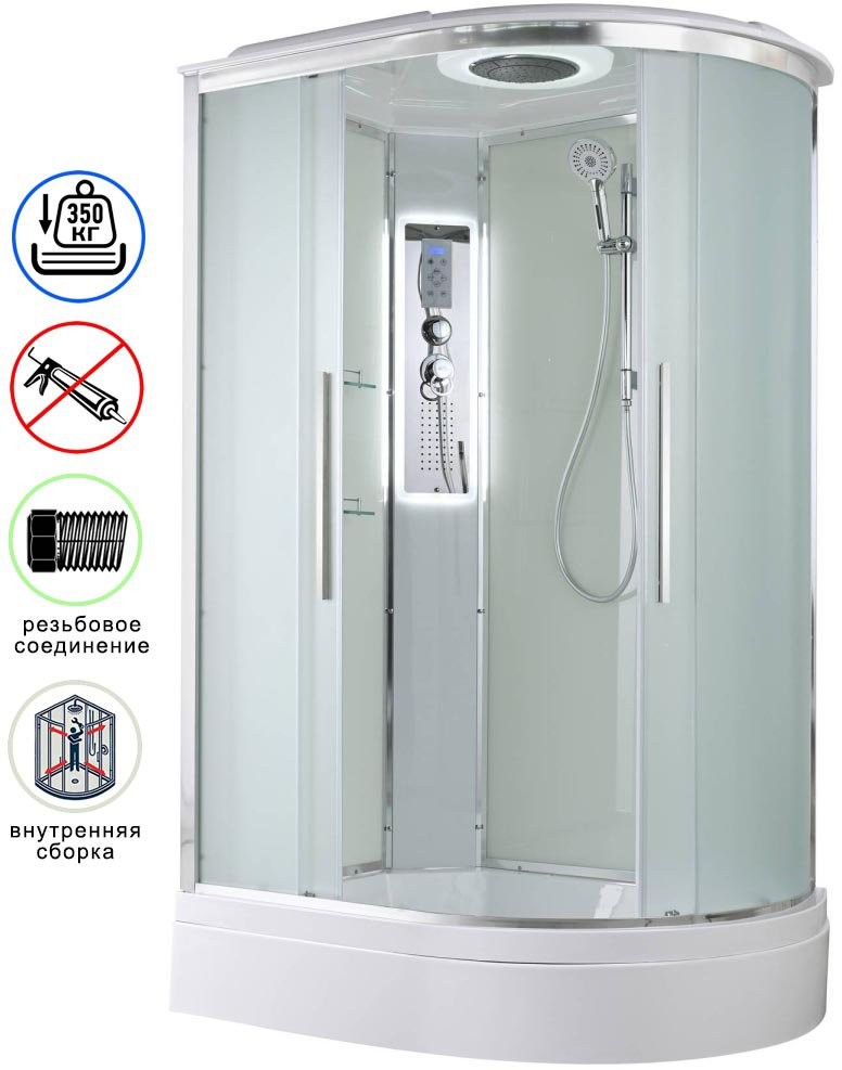 Душевая кабина Avacan EM3912LLED AVA 120x90 левая, LED, стекла матовые, профиль хром Душевая кабина Avacan EM3912LLED AVA 120x90 левая, LED, стекла матовые, профиль хром