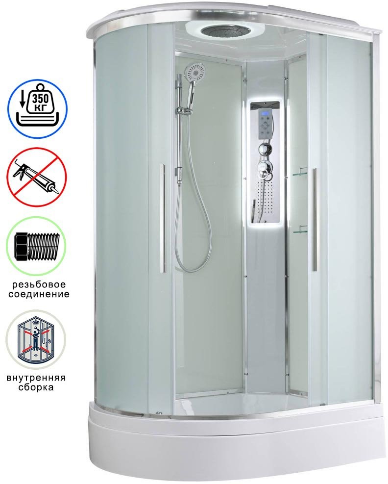 Душевая кабина Avacan EM3812RLED AVA 120x80 правая, LED, стекла матовые, профиль хром Душевая кабина Avacan EM3812RLED AVA 120x80 правая, LED, стекла матовые, профиль хром