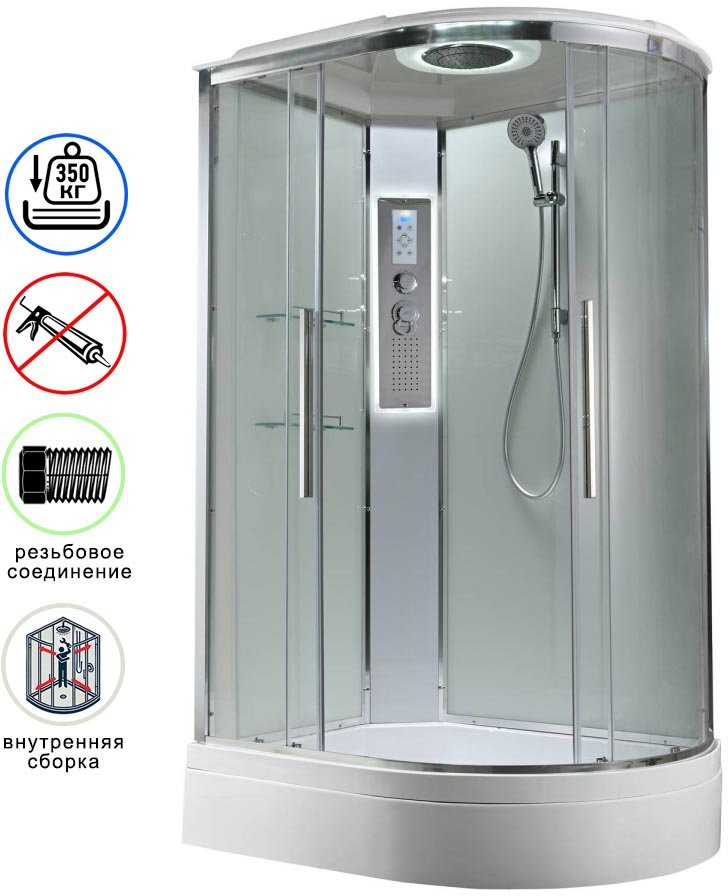 Душевая кабина Avacan EM3812LLEDT AVA 120x80 левая, LED, стекла прозрачные, профиль хром Душевая кабина Avacan EM3812LLEDT AVA 120x80 левая, LED, стекла прозрачные, профиль хром