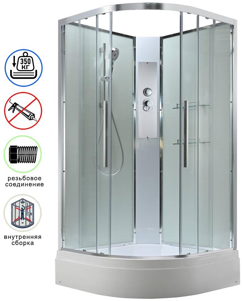 Душевая кабина Avacan EM3090NT AVA 90x90 без крыши, стекла прозрачные, профиль хром Душевая кабина Avacan EM3090NT AVA 90x90 без крыши, стекла прозрачные, профиль хром