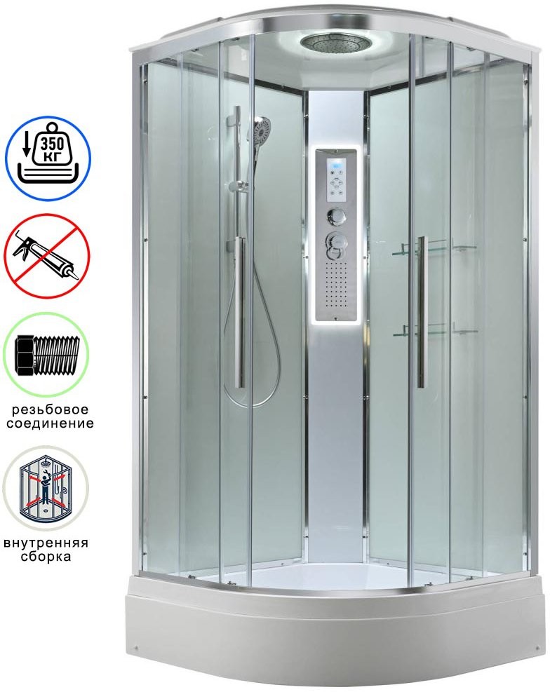 Душевая кабина Avacan EM3090LEDT AVA 90x90 LED, стекла прозрачные, профиль хром Душевая кабина Avacan EM3090LEDT AVA 90x90 LED, стекла прозрачные, профиль хром