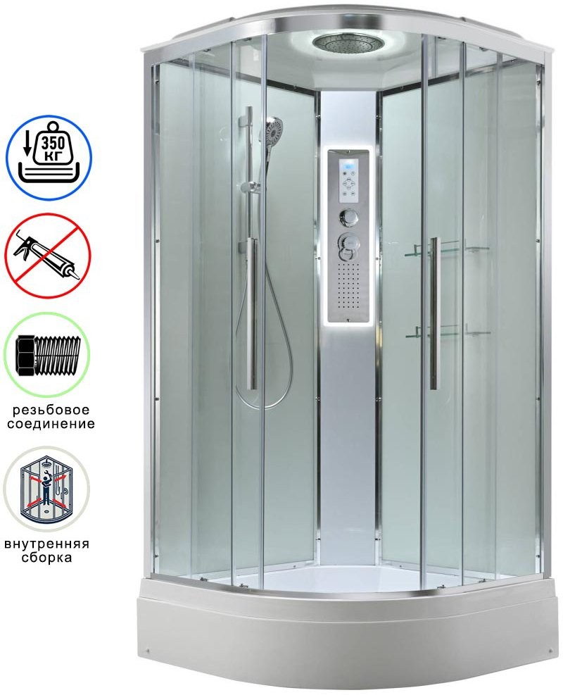 Душевая кабина Avacan EM3010LEDT AVA 100x100 LED, стела прозрачные, профиль хром Душевая кабина Avacan EM3010LEDT AVA 100x100 LED, стела прозрачные, профиль хром