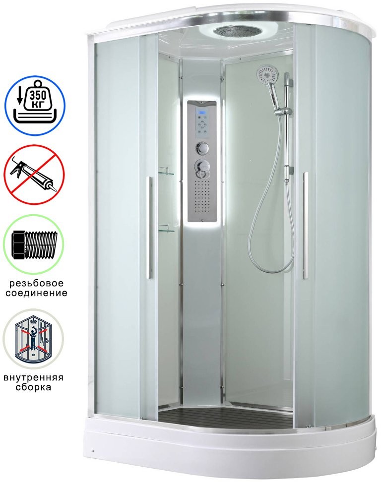 Душевая кабина Avacan EM2912RLED AVA 120x90 левая, LED, стекла матовые, профиль хром Душевая кабина Avacan EM2912RLED AVA 120x90 левая, LED, стекла матовые, профиль хром