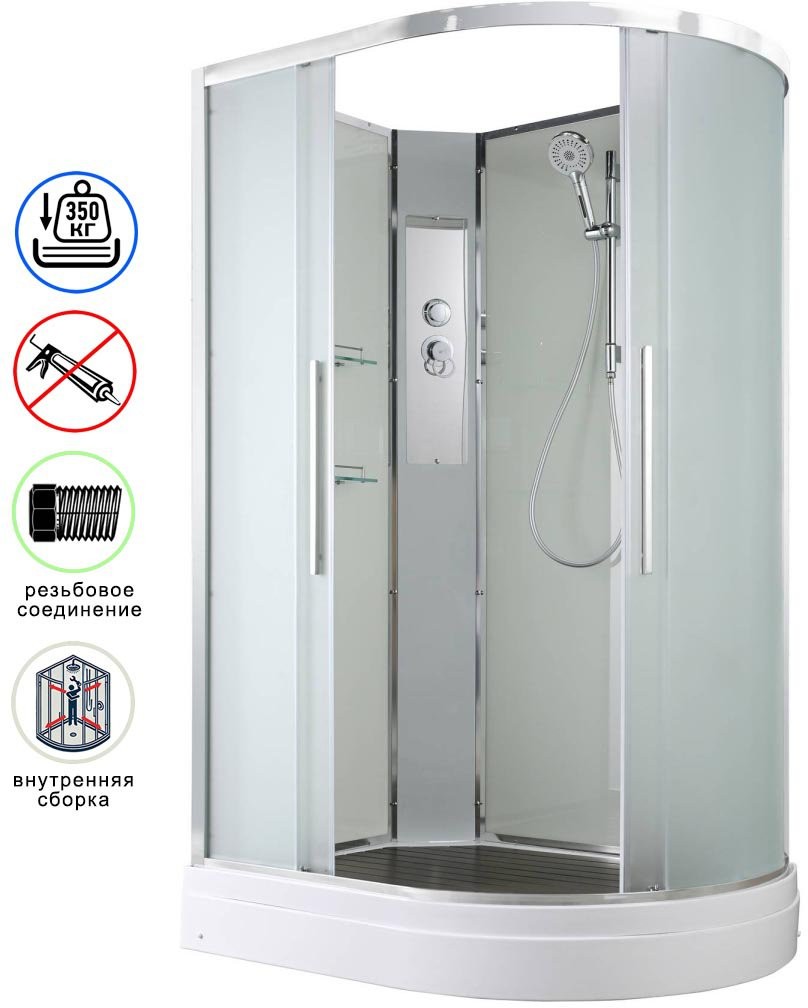 Душевая кабина Avacan EM2812LN AVA 120x80 левая, без крыши, стекла матовые, профиль хром Душевая кабина Avacan EM2812LN AVA 120x80 левая, без крыши, стекла матовые, профиль хром