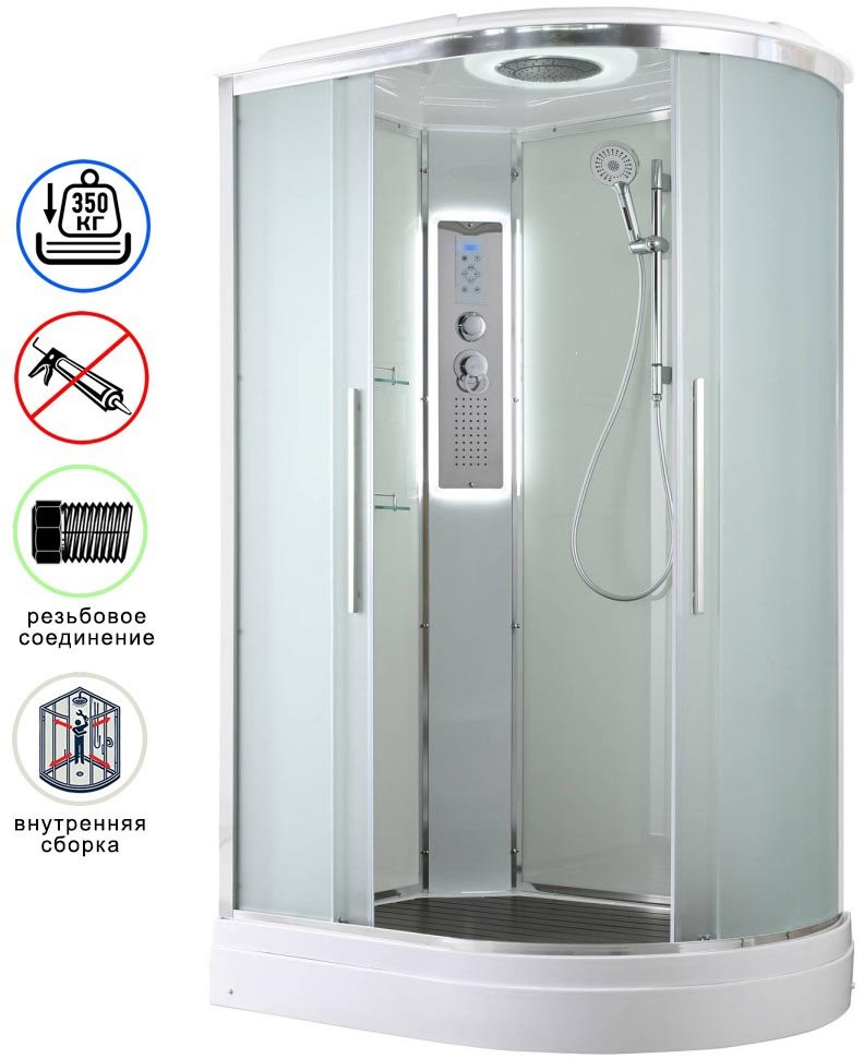 Душевая кабина Avacan EM2812LLED AVA 120x80 левая, LED, стекла матовые, профиль хром Душевая кабина Avacan EM2812LLED AVA 120x80 левая, LED, стекла матовые, профиль хром