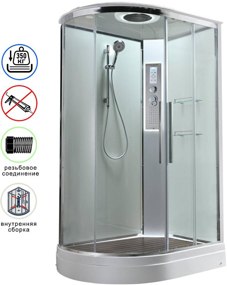 Душевая кабина Avacan EM2811RLEDT AVA 110x80 правая, LED, стекла прозрачные. профиль хром Душевая кабина Avacan EM2811RLEDT AVA 110x80 правая, LED, стекла прозрачные. профиль хром