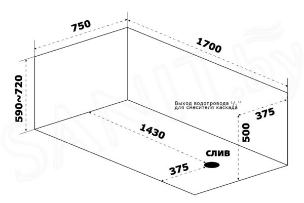 Акриловая ванна BAS Нирвана PRO 170x75 Акриловая ванна BAS Нирвана PRO 170x75