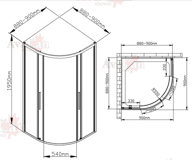 Душевой уголок Avacan HB 90 MT AVA 90x90 стекла матовый с рисунком, профиль черный Душевой уголок Avacan HB 90 MT AVA 90x90 стекла матовый с рисунком, профиль черный