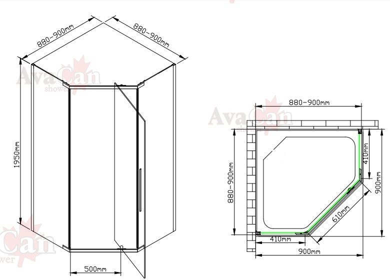 Душевой уголок Avacan PB 90 AVA 90x90 стекла с рисунком, профиль черный Душевой уголок Avacan PB 90 AVA 90x90 стекла с рисунком, профиль черный