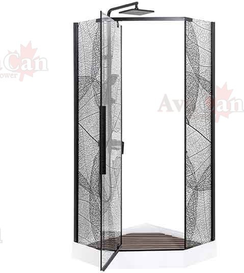 Душевой уголок Avacan PB 90 AVA 90x90 стекла с рисунком, профиль черный Душевой уголок Avacan PB 90 AVA 90x90 стекла с рисунком, профиль черный