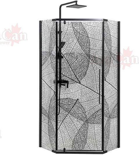 Душевой уголок Avacan PB 90 AVA 90x90 стекла с рисунком, профиль черный Душевой уголок Avacan PB 90 AVA 90x90 стекла с рисунком, профиль черный