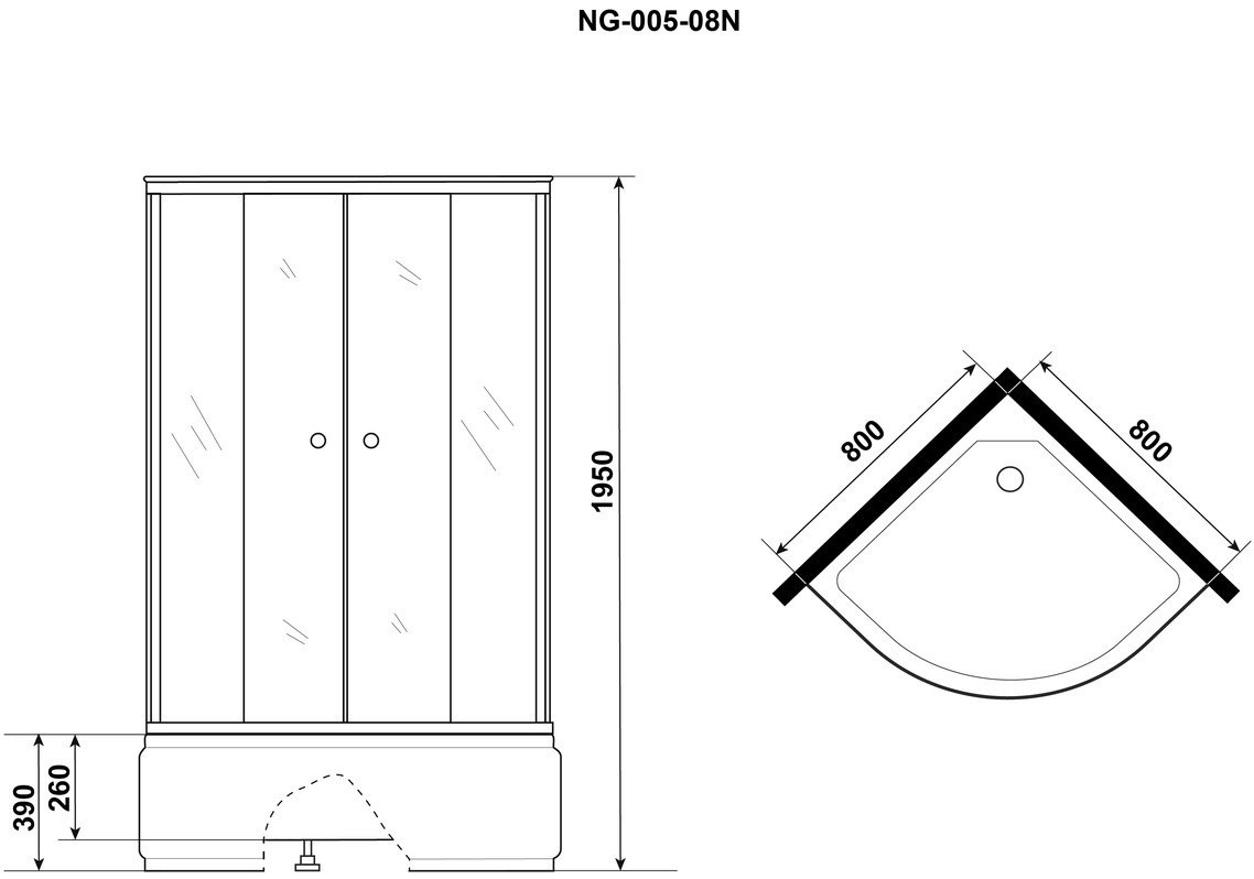 Душевой уголок Niagara NG-005-14 80x80 стекла матовые, профиль матовый хром Душевой уголок Niagara NG-005-14 80x80 стекла матовые, профиль матовый хром